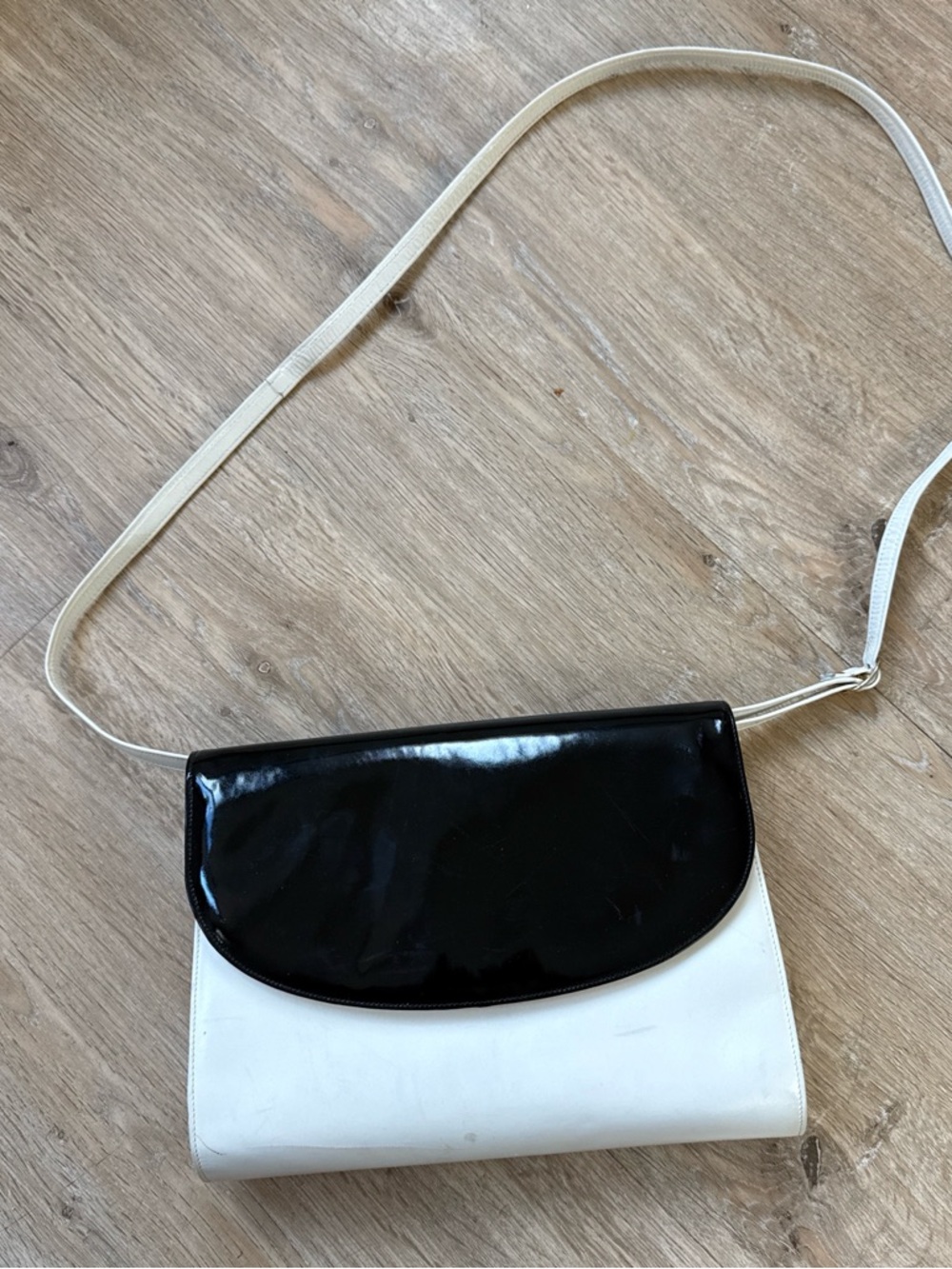 Vintage Bruno Magli Classic Two-Tone Black and White Crossbody Bag